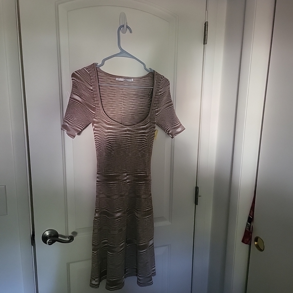 By Johnny. Midi Dress Size small White Neutral striped knit dress
